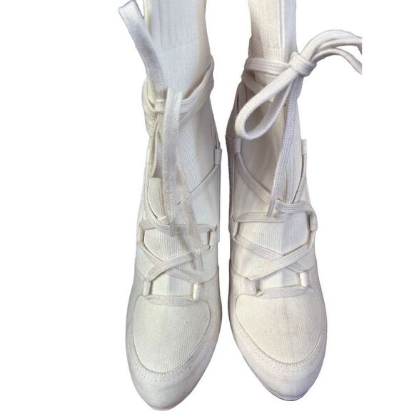 JF Just Fab Lou White Throwback Lace-Up Bootie Heel Size 6.5 - Picture 5 of 16